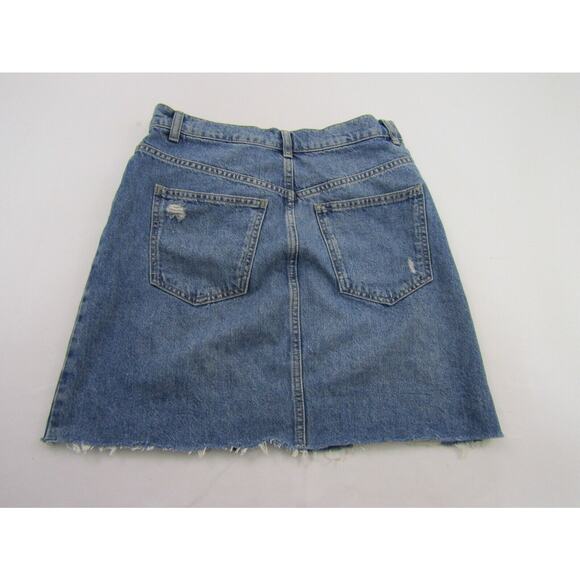 Free People Blue Distressed Denim Mini Skirt Womens 27" Indie Minimalist - Picture 2 of 10